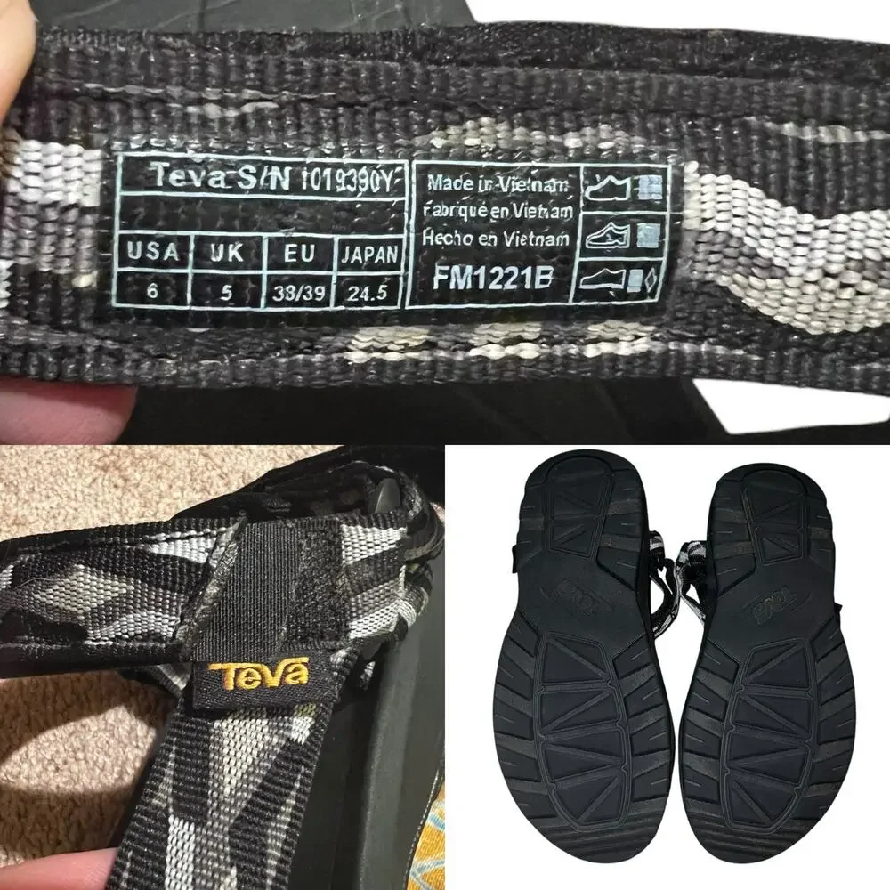 Men’s Teva Hurricane XLT 2 Black White Gray Sports Sandal SZ 6